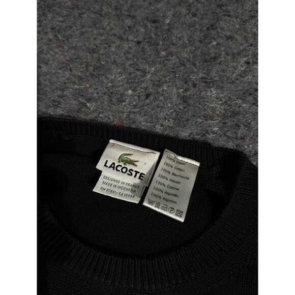 Vintage Lacoste Chunky Knit Crew Neck Pullover Sweater Mend L Cotton Fisherman - Picture 4 of 5